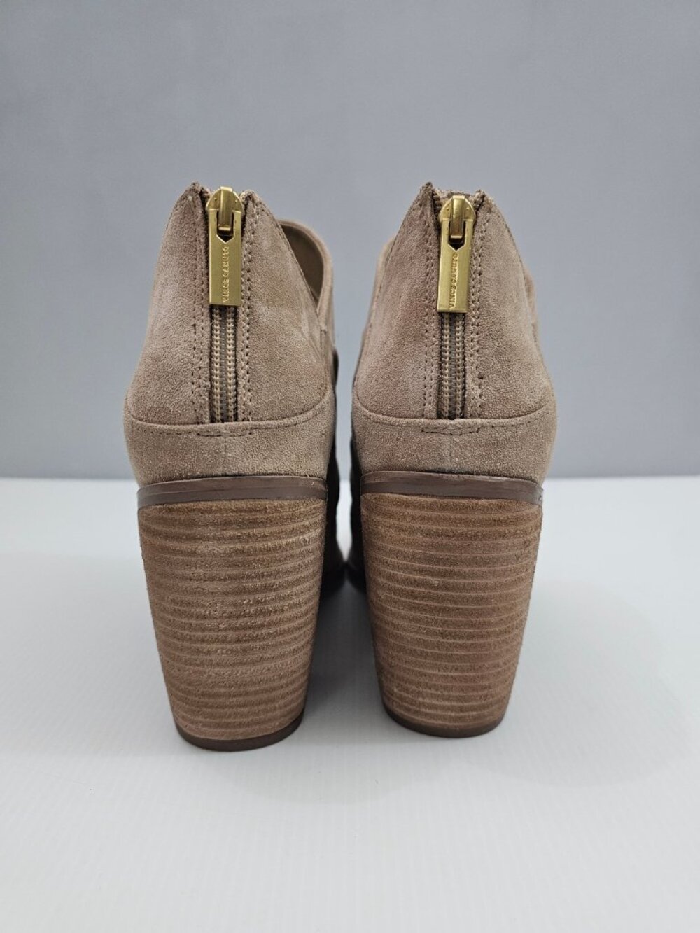 Vince Camuto Ainsley Ankle Bootie Womens 11 Tan Suede Stacked Heel Snip Toe - Picture 7 of 15